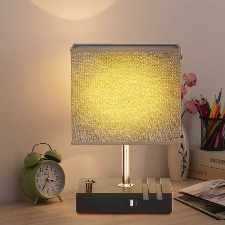 Latitude Run® Wood USB Table Lamp Wayfair